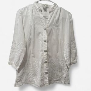 Tweeds Women's White Blouse Medium Cottagecore